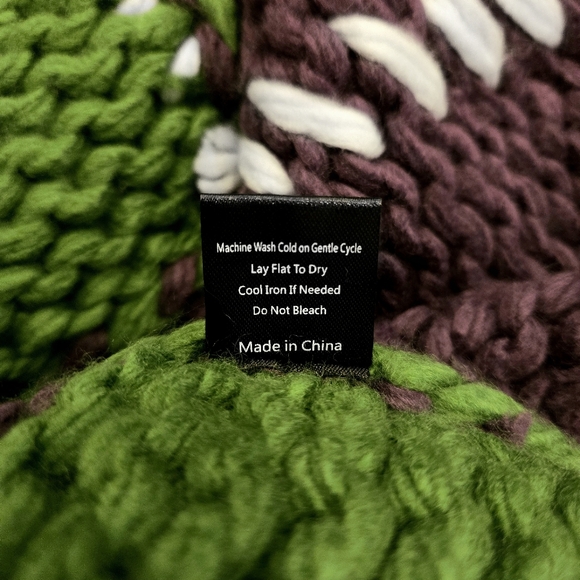 POL Clothing | Purple & Green Mardi Gras Oversized Patchwork Sweater | Small - Picture 10 of 10